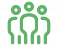 Icone de trois bonhommes en couleur verte